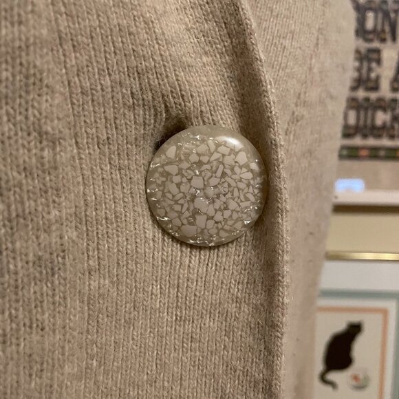 Vintage Tweeds Beige Lambs Wool & Angora Blend Single Button Cardigan Sweater M - Picture 2 of 5